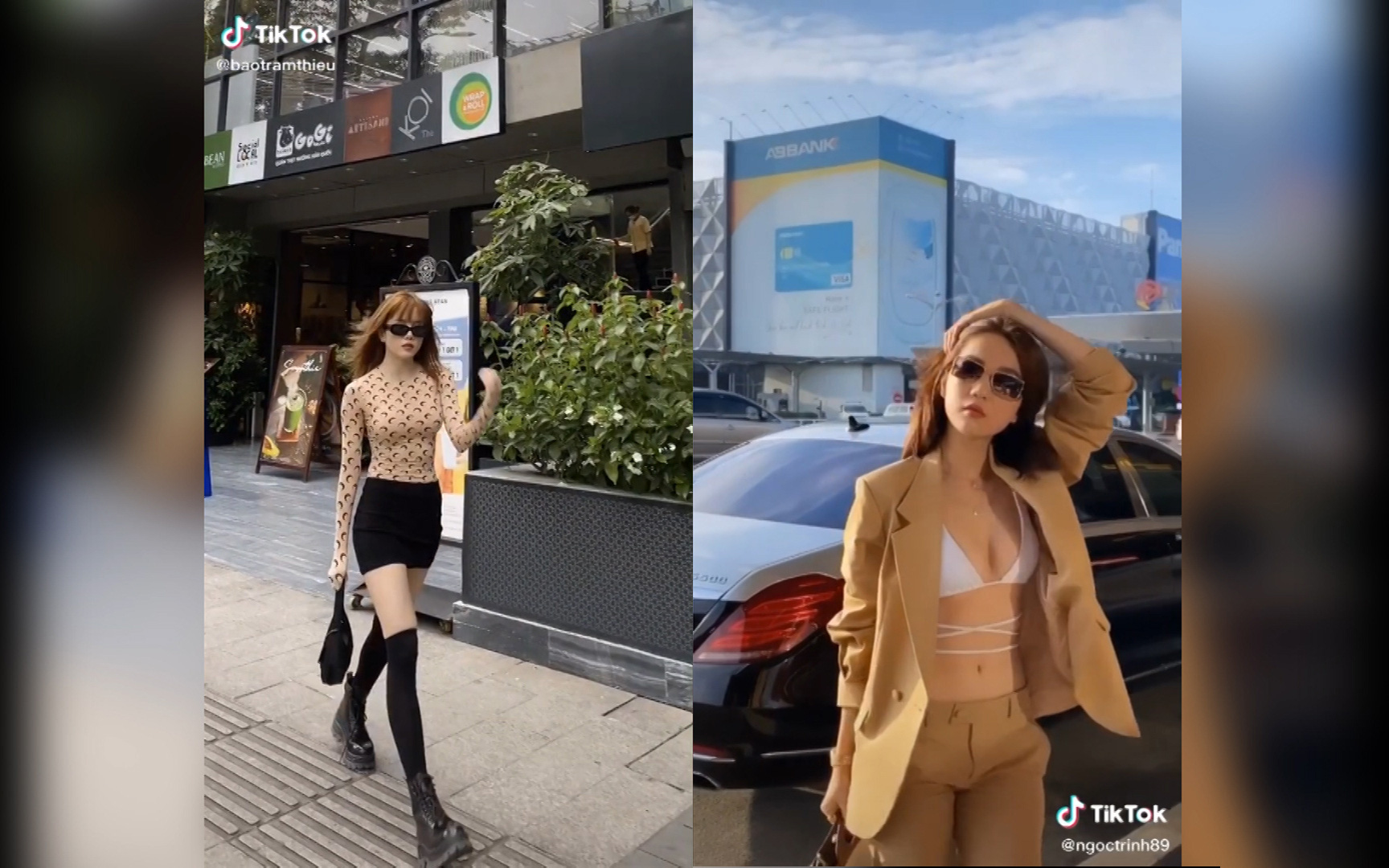 Tiktok trend: Ngọc Trinh và bạn gái Sơn Tùng M-TP thả dáng trên những con phố