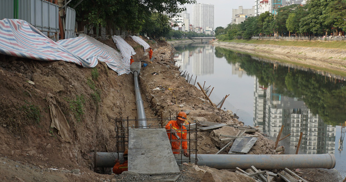 Cận cảnh công trình tách nước thải khỏi sông Tô Lịch