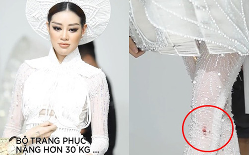 Clip tiết lộ Hoa hậu Khánh Vân từng bị thương khi mặc trang phục "Kén em" nặng 30kg
