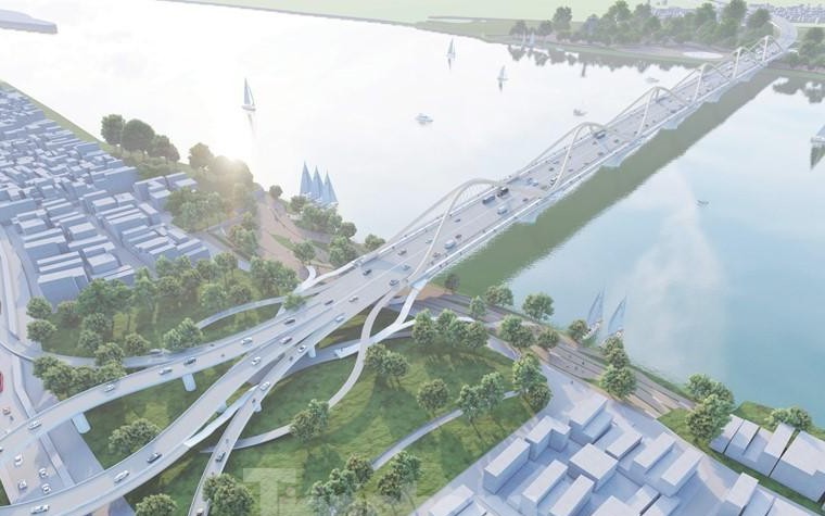 Hình ảnh mới nhất về thiết kế cầu vòm thép Trần Hưng Đạo vượt sông Hồng