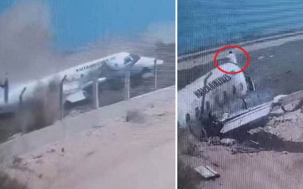 Clip: Máy bay bất ngờ trượt khỏi đường băng, lao vào hàng rào ở Somali