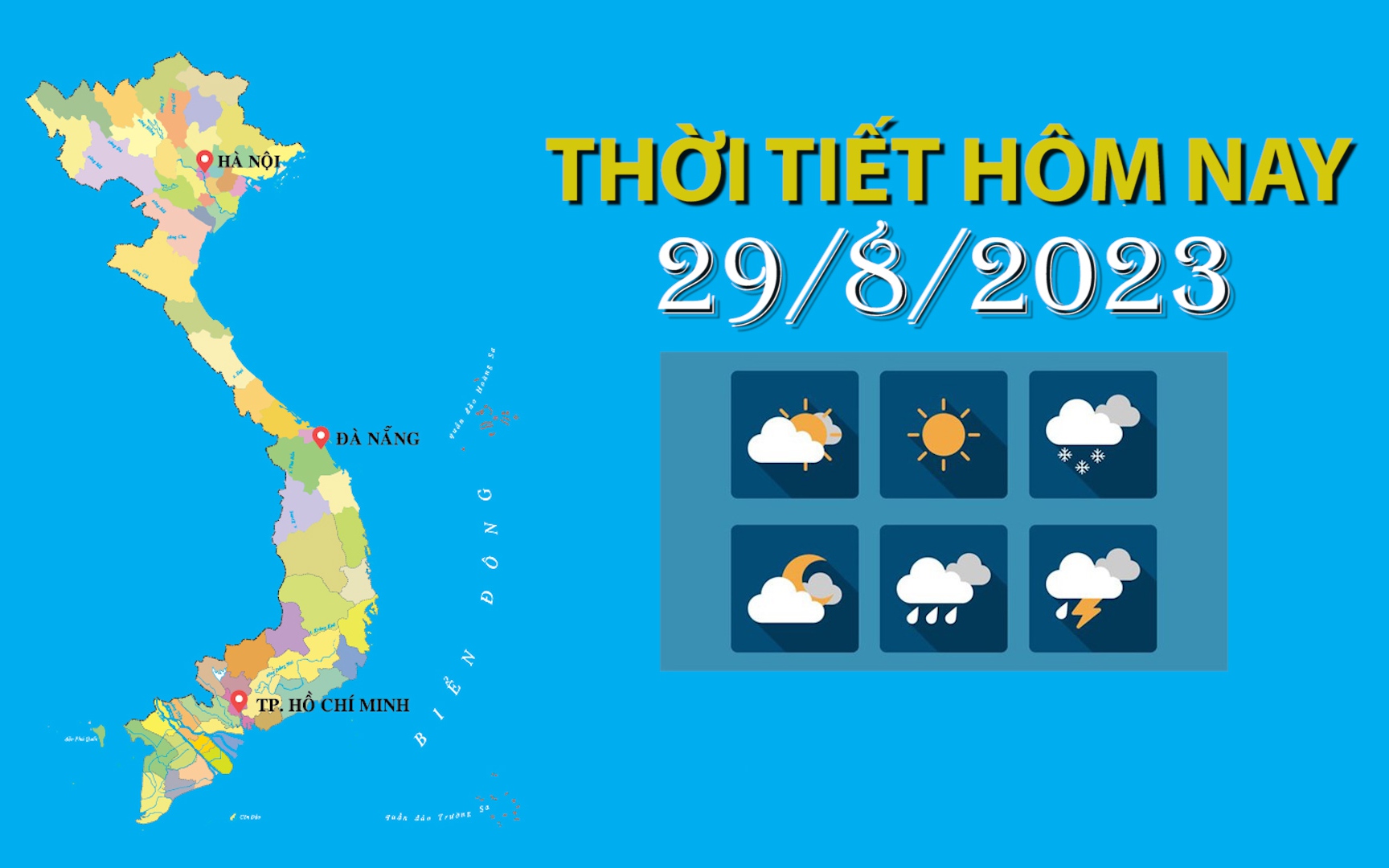 Thời tiết hôm nay 29/8/2023: Bắc Bộ trời nắng; Bắc Trung Bộ, Tây Nguyên, Nam Bộ chiều, tối có mưa