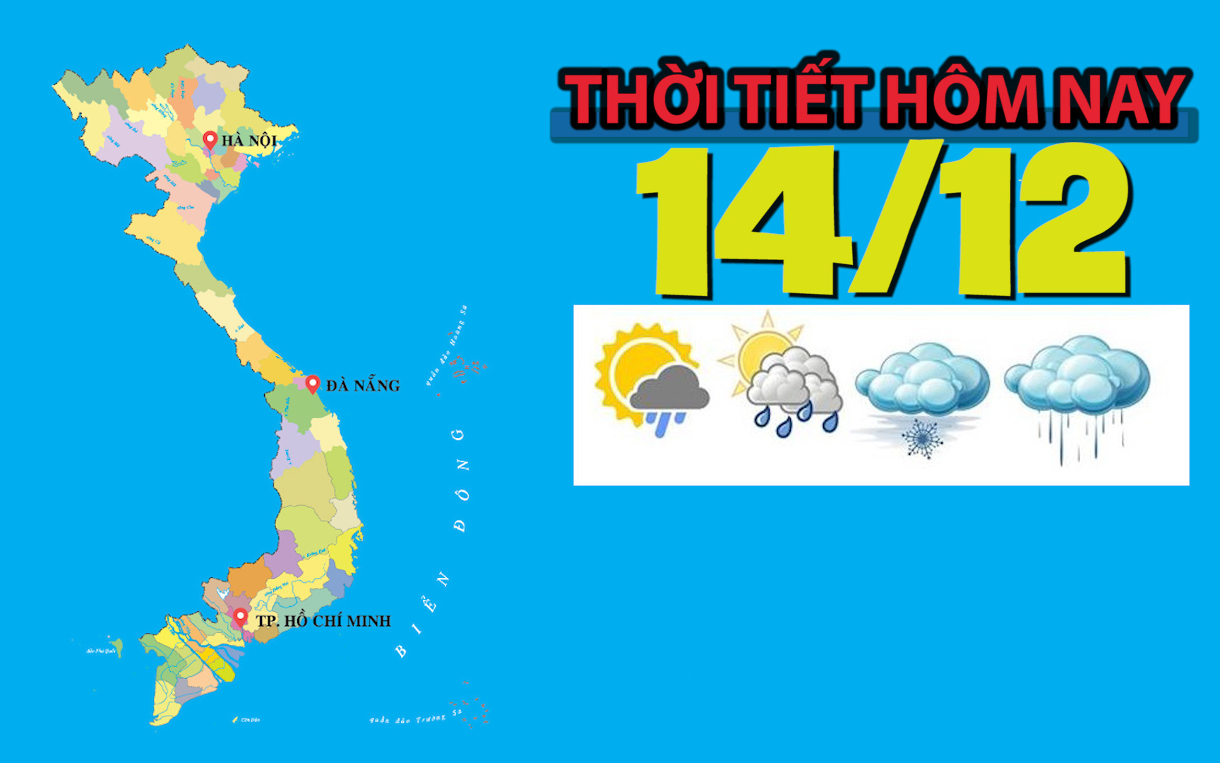 Thời tiết hôm nay 14/12: Bắc Bộ, Bắc Trung Bộ đêm và sáng trời rét, vùng núi rét đậm; Tây Nguyên, Nam Bộ ngày nắng