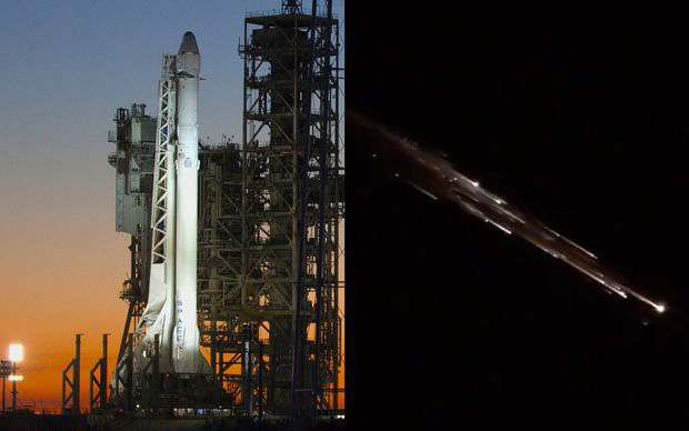 Mảnh tên lửa SpaceX bay ngang Thái Bình Dương, sáng rực cả một vùng trời