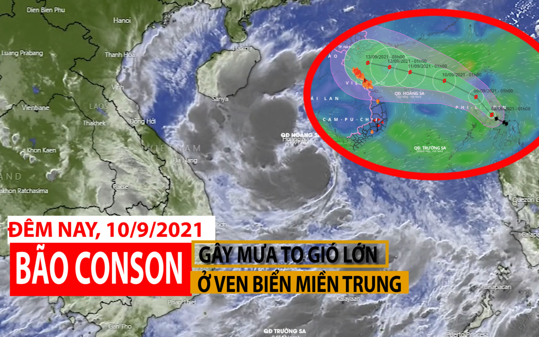 Từ đêm nay, bão Conson gây mưa to, gió lớn ở ven biển miền Trung