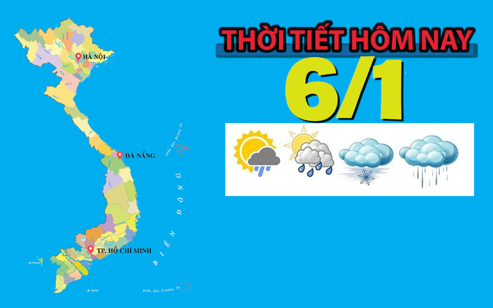 Thời tiết hôm nay 6/1: Trung Bộ và Nam Bộ có UV ở mức nguy cơ gây hại cao