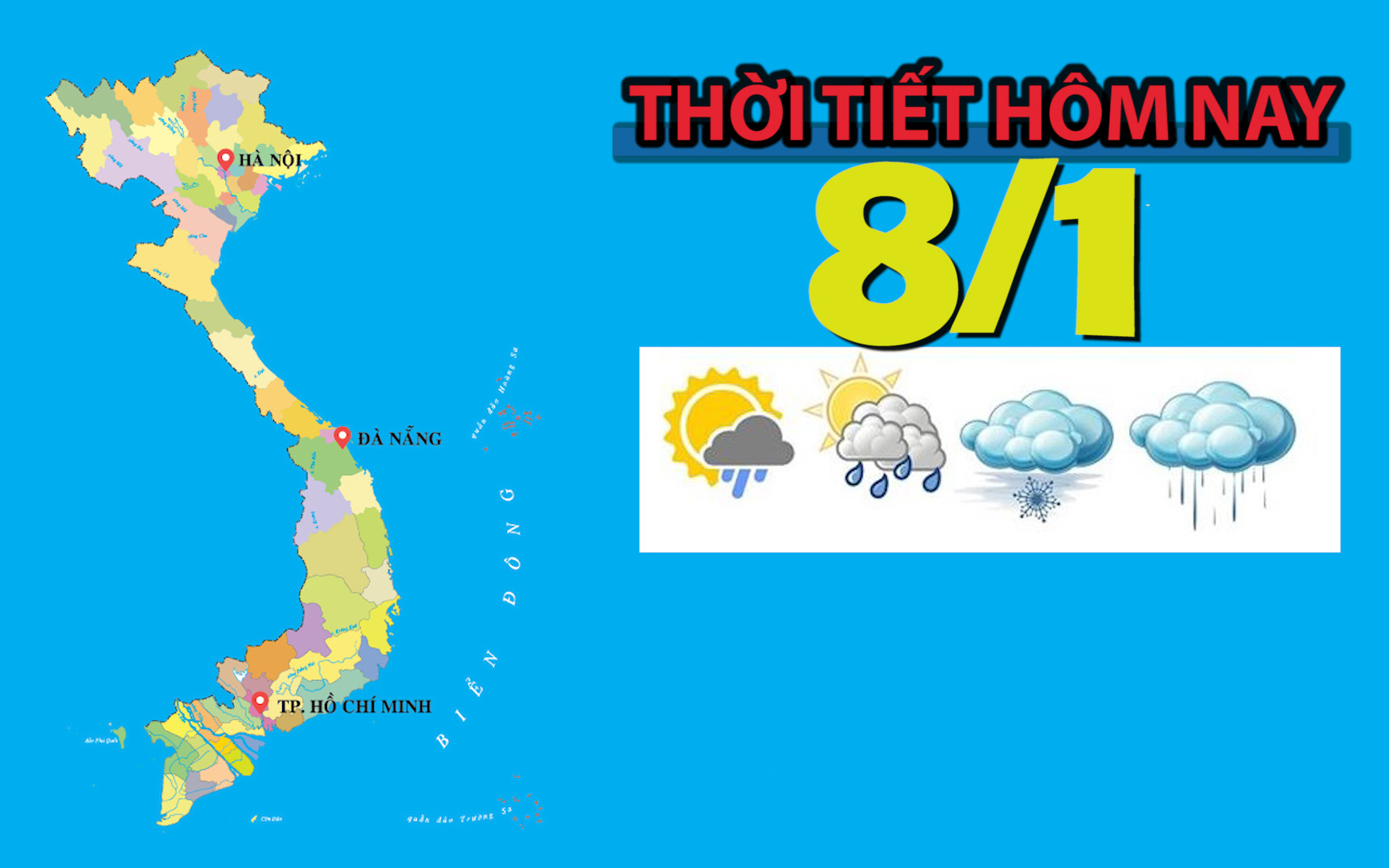 Thời tiết hôm nay 8/1: Hà Nội có mưa vài nơi, nhiệt độ cao nhất 24 độ C