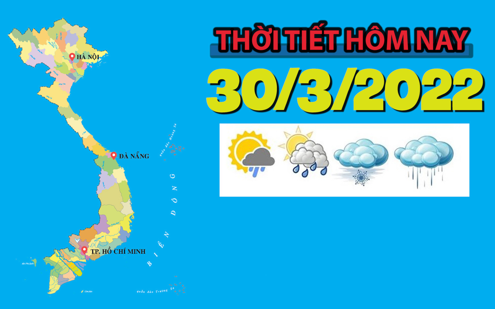 Thời tiết hôm nay 30/3: Nam Trung Bộ, Tây Nguyên có nơi mưa vừa, mưa to