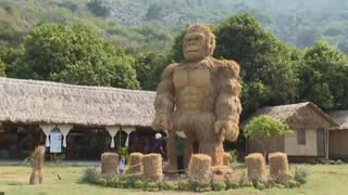 Mãn nhãn mô hình King Kong bằng rơm và cỏ tranh siêu to khổng lồ tại Tây Ninh
